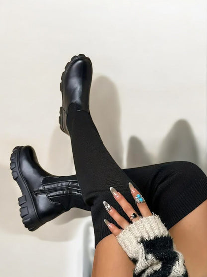 Over The Knee Stretch Knit Boots