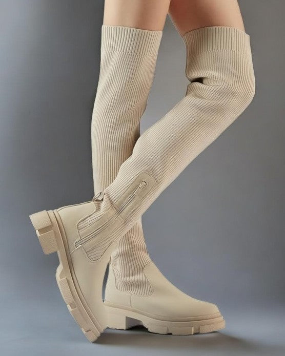 Over The Knee Stretch Knit Boots