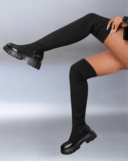 Over The Knee Stretch Knit Boots