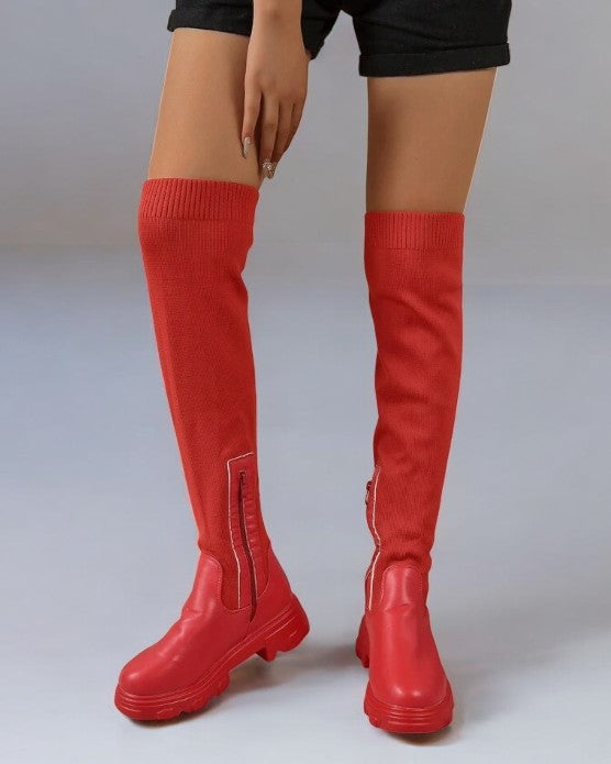 Over The Knee Stretch Knit Boots